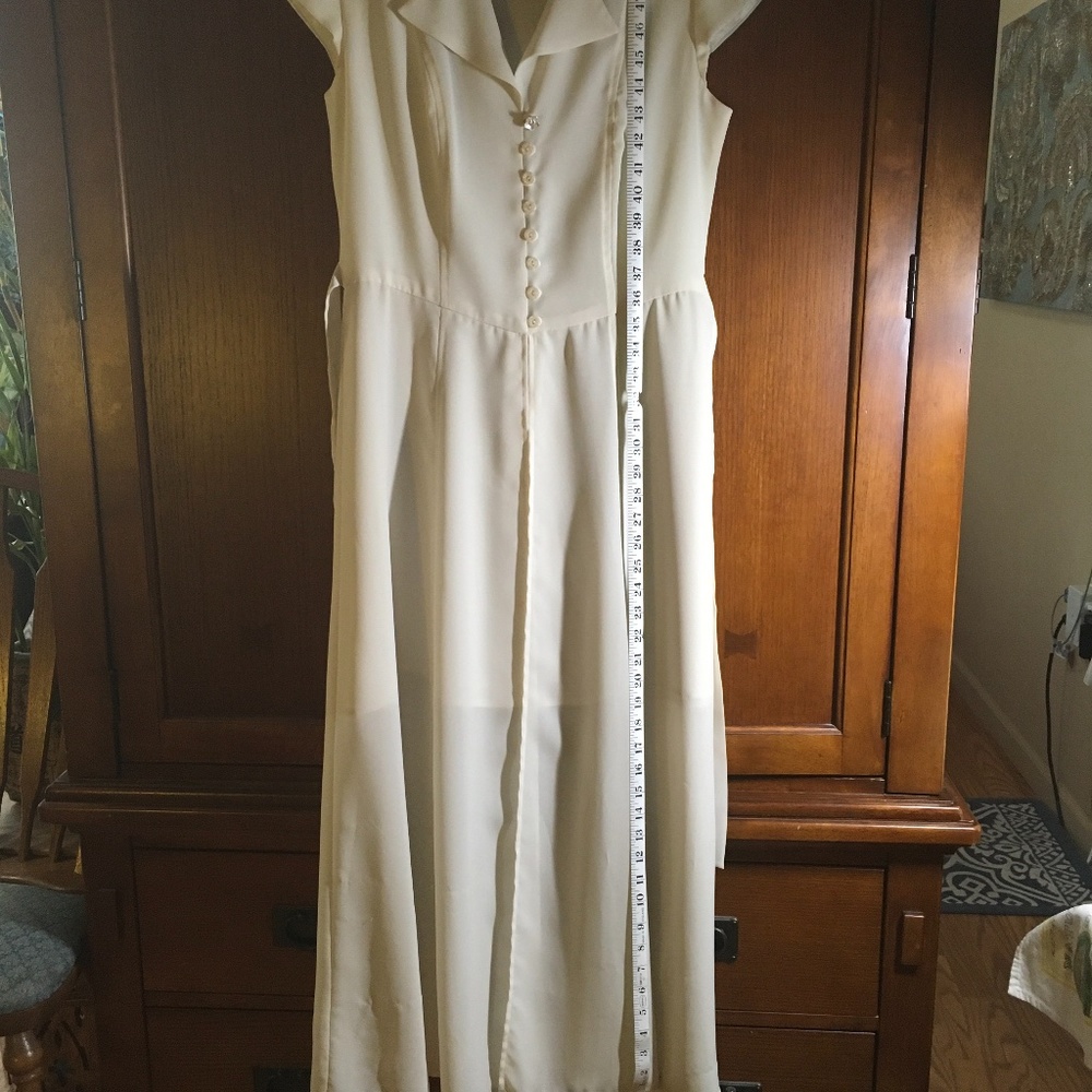 Off White Shear Crepe Event Dress - Picture 10 of 14